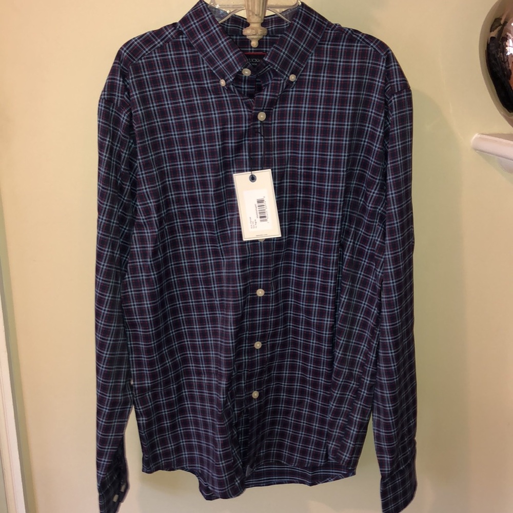 UNTUCKit Men's Blue Plaid Casual Button Down Shirt